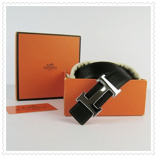Hermes Classic Stripe Leather Reversible Belt Black/Grey Classic